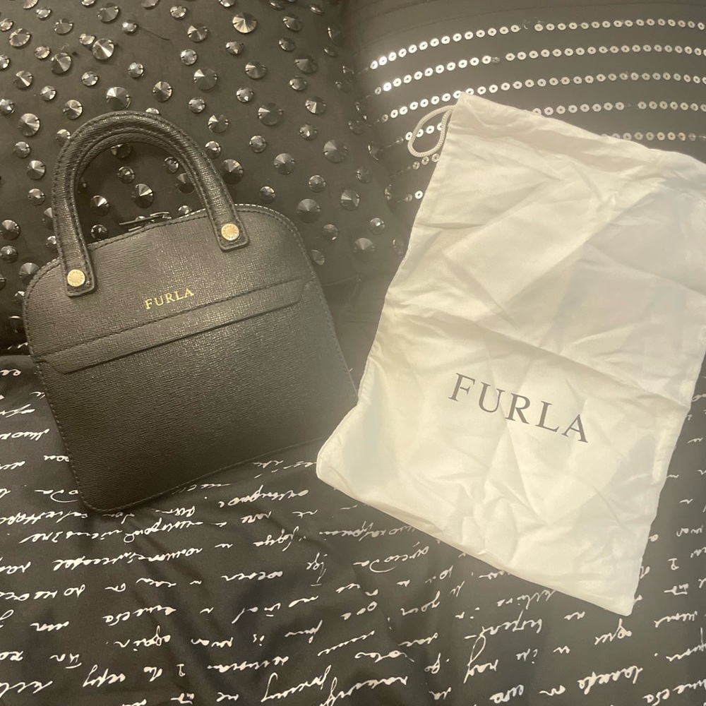 FURLA Black Foladable Shopper Tote - Rare - Picture 14 of 16
